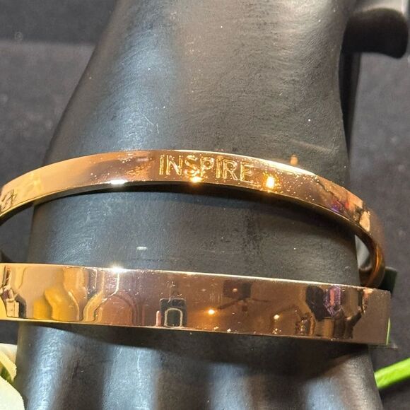 Lane Bryant Set of 2 Rose Gold Bangle Bracelets INSPIRE - Picture 2 of 6